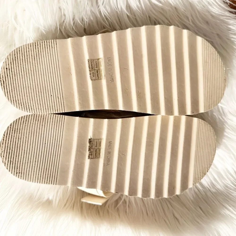 PRINCESS POLLY‎ | Cream Beige Ma Belle Slide on Buckle Sandals Vegan | Size 7